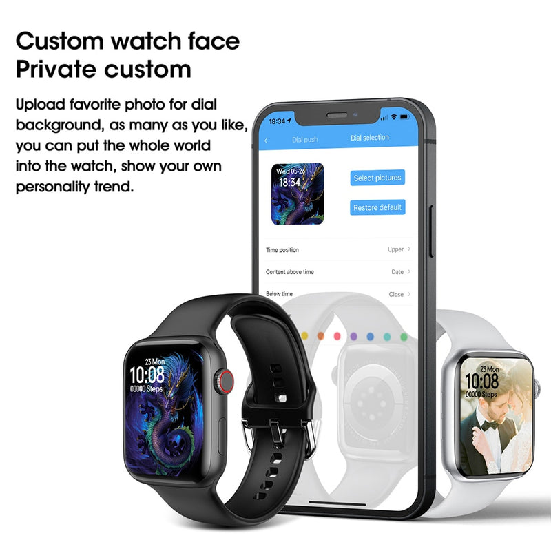 Original iwo w27 relógio inteligente série 7 bluetooth chamada das mulheres dos homens personalizado dail esporte smartwatch suporte nfc siri pk w26 pro hw22 w37